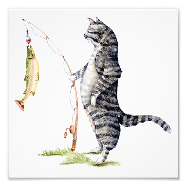 Cat with a Fish Photo Print (Front)