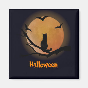 Cat with a full moon Halloween Magnet