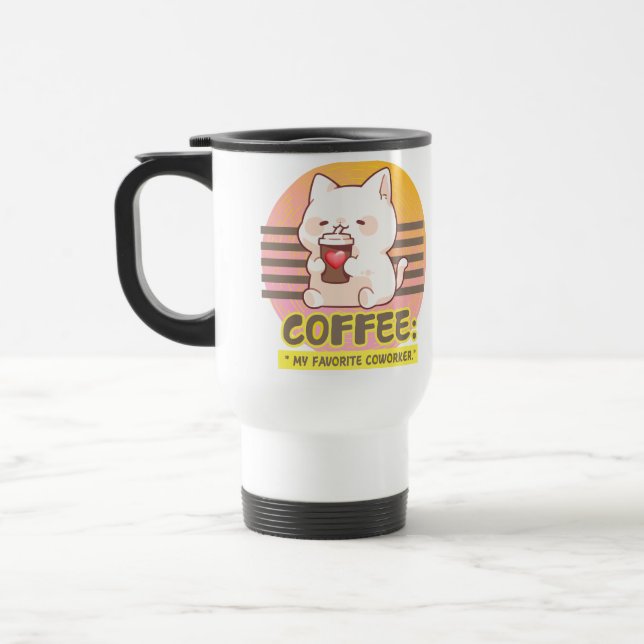 cat with a heart coffee cup quote  (Left)
