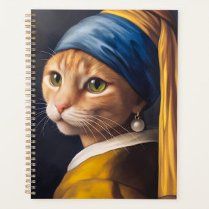 Cat with a Pearl Earring Funny Vermeer Parody Planner