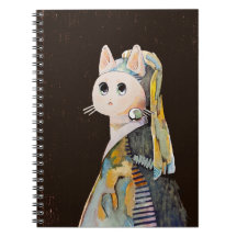 Cat with a Pearl Earring - Spirral Notebook