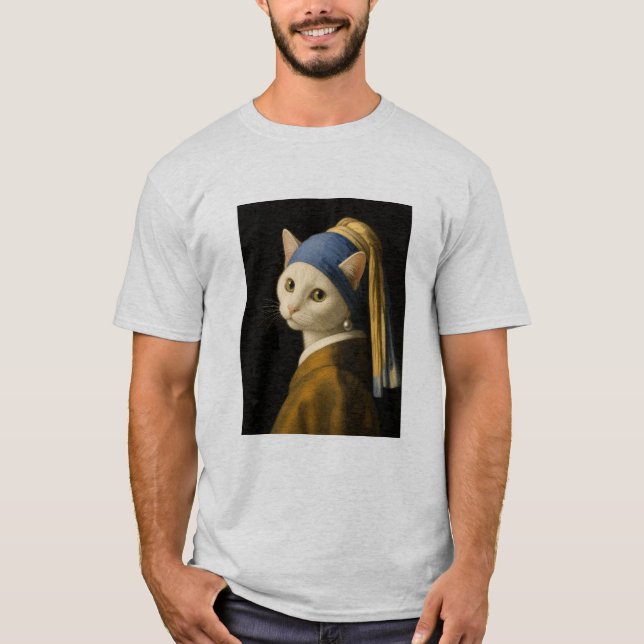 Cat with a Pearl Earring T-Shirt (Front)