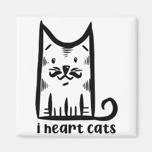 Cat with a Stylish Moustache, i heart cats Magnet