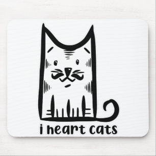 Cat with a Stylish Moustache, i heart cats Mouse Mat