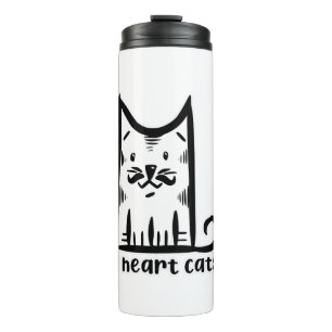 Cat with a Stylish Moustache, i heart cats Thermal Tumbler
