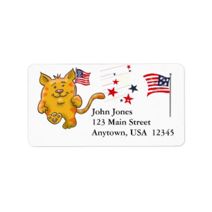 Cat with American Flag Label
