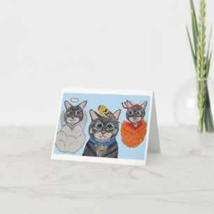 Cat with angel and devil announcement