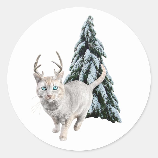 Cat with Antlers and Tree Stickers (Front)