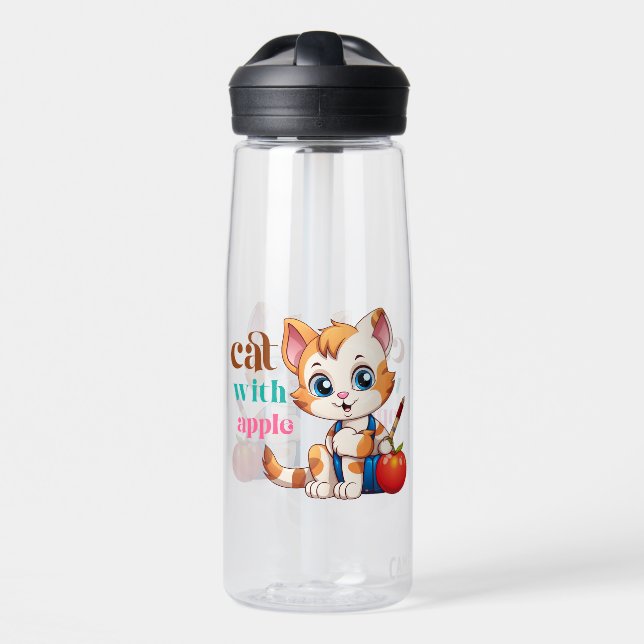 Cat With Apple-85242 Water Bottle (Front)