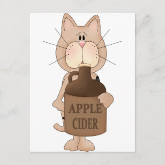 Cat with Apple cider Postcard