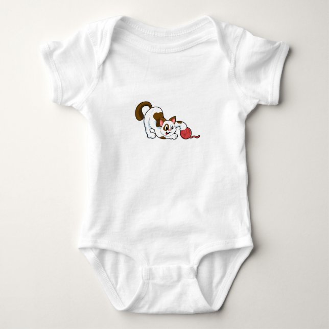 Cat with Ball of Wool Baby Bodysuit (Front)
