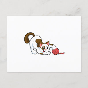 Cat with Ball of Wool Postcard