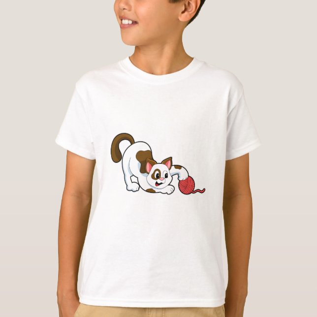 Cat with Ball of Wool T-Shirt (Front)