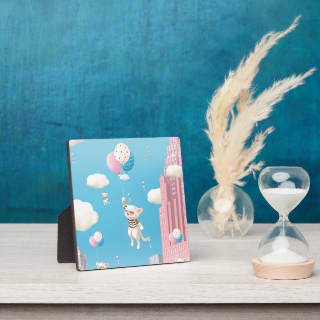 Cat with Balloon Plaque (Insitu)