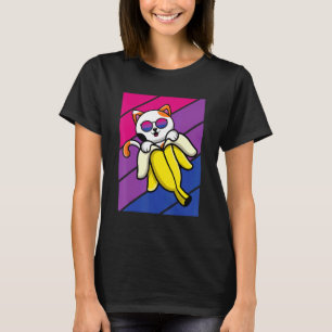 Cat With Banana Pride Bisexual Flag LGBTQ Proud Al T-Shirt