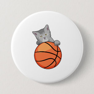 Cat with Basketball 7.5 Cm Round Badge