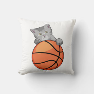 Cat with Basketball Cushion