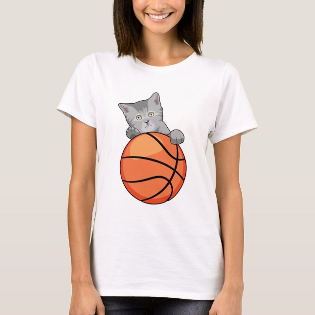 Cat with Basketball T-Shirt (Front)