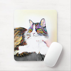 Cat with beautiful rainbow fur mouse mat