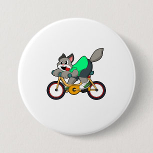 Cat with Bicycle 7.5 Cm Round Badge