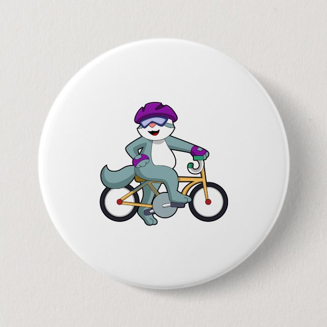 Cat with Bicycle 7.5 Cm Round Badge (Front)