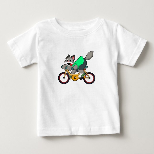 Cat with Bicycle Baby T-Shirt (Front)