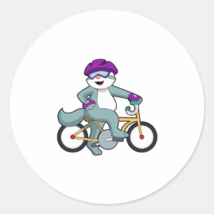 Cat with Bicycle Classic Round Sticker