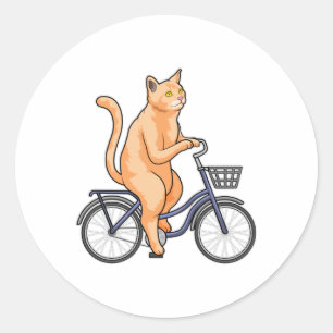 Cat with Bicycle Classic Round Sticker