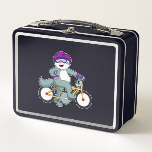 Cat with Bicycle Metal Lunch Box