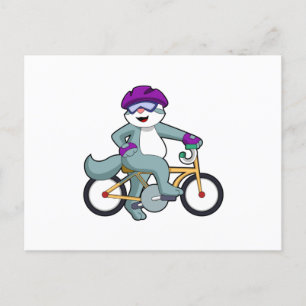 Cat with Bicycle Postcard