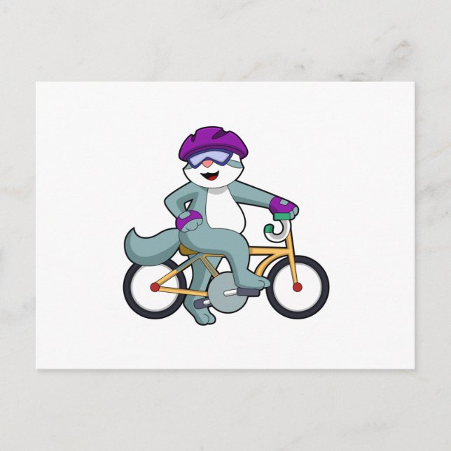Cat with Bicycle Postcard (Front)