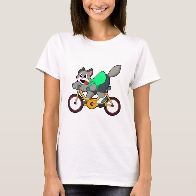 Cat with Bicycle T-Shirt (Front)