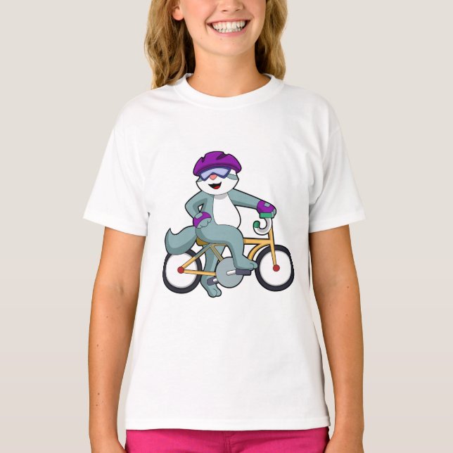 Cat with Bicycle T-Shirt (Front)