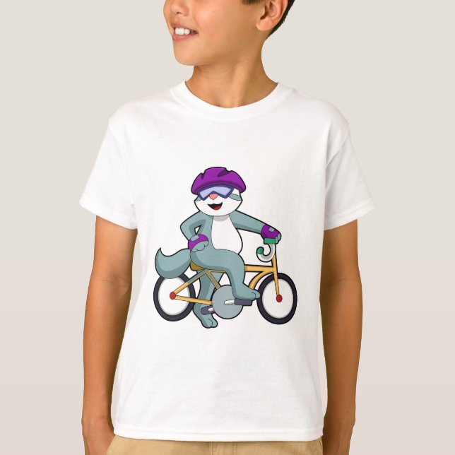 Cat with Bicycle T-Shirt (Front)
