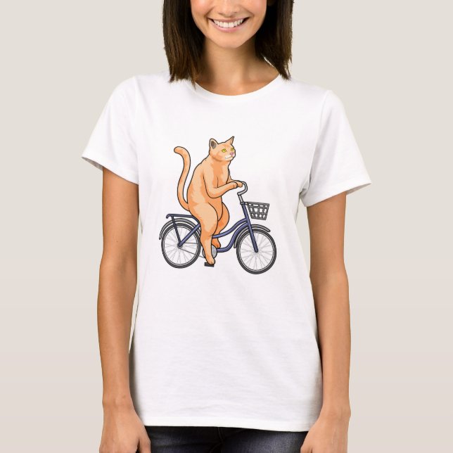 Cat with Bicycle T-Shirt (Front)