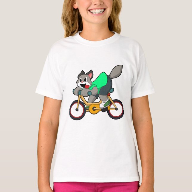 Cat with Bicycle T-Shirt (Front)