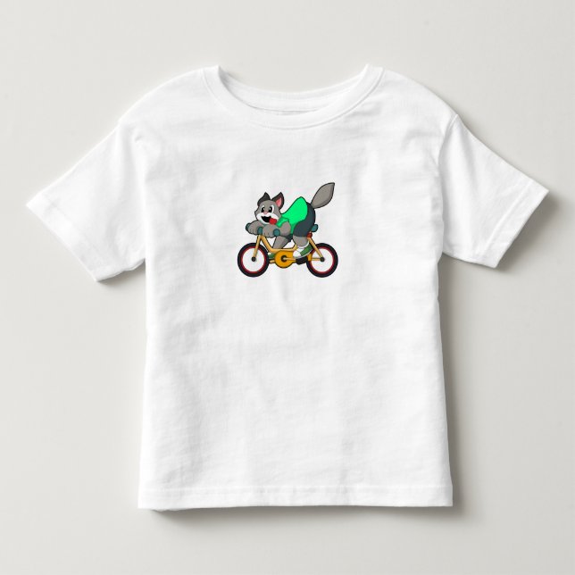 Cat with Bicycle Toddler T-Shirt (Front)