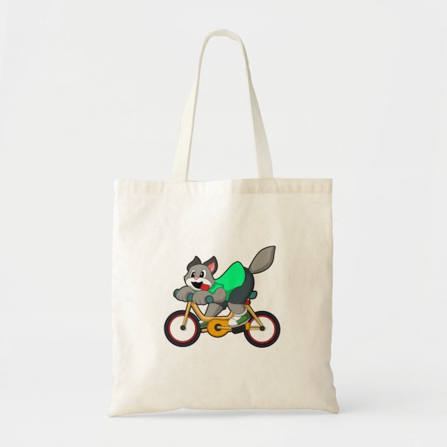 Cat with Bicycle Tote Bag (Front)