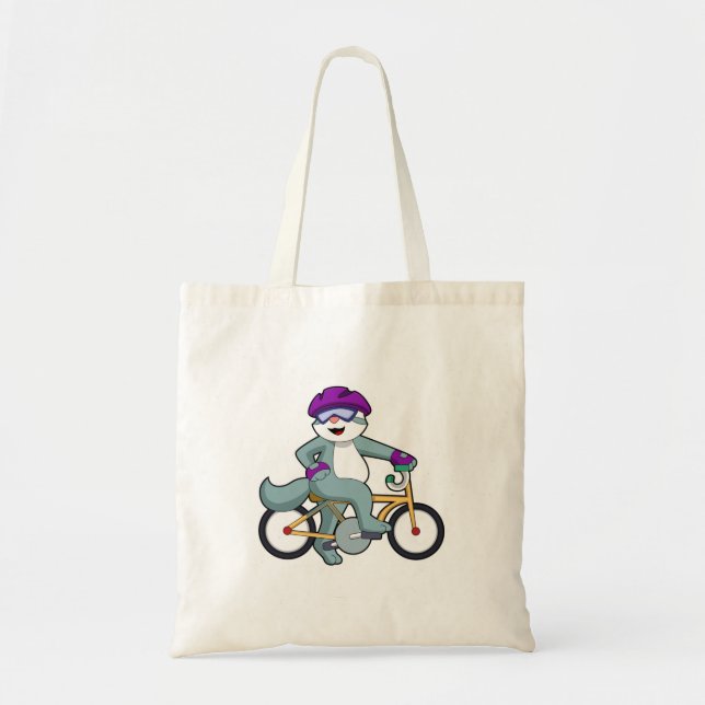 Cat with Bicycle Tote Bag (Front)
