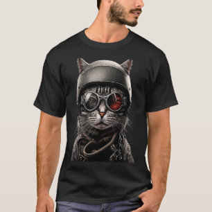 Cat with biker helmet Cats 1 T-Shirt
