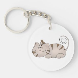 Cat with bird key ring