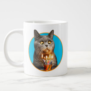 Cat With Birthday Shot Glass Large Coffee Mug