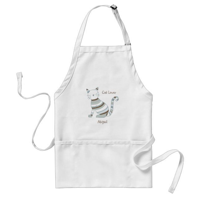 Cat with Blue and Brown Stripes Standard Apron (Front)