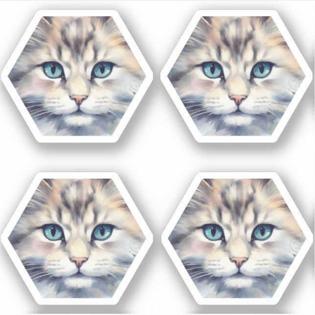 Cat with blue eyes hexagon (Front)