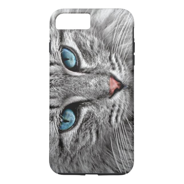 Cat with Blue Eyes Pink Nose and Grey Fur Case-Mate iPhone Case (Back)