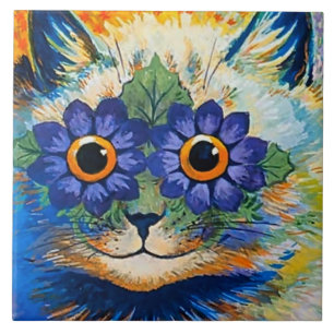 “Cat With Blue Petals” by Louis Wain Tile