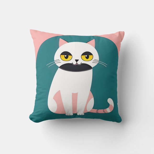 Cat With Bold Colours and a Cheerful Expression Cushion (Front)