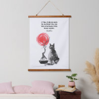 Cat with Bonsai and Buddha Quote