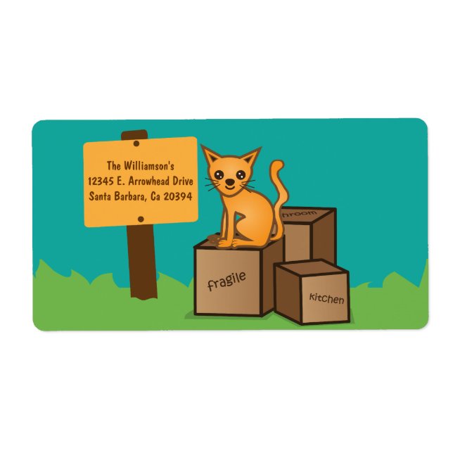 Cat with Boxes - We're Moving - Label (Front)
