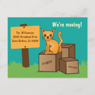 Cat with Boxes - We're Moving Post Card